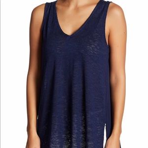 Blue High Low Knit Tank